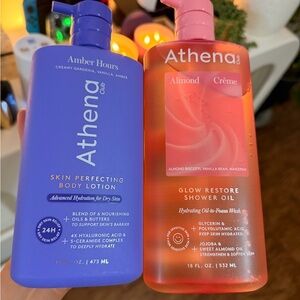 Athena Amber Hours Body Lotion & Almond Crème Shower Oil Duo